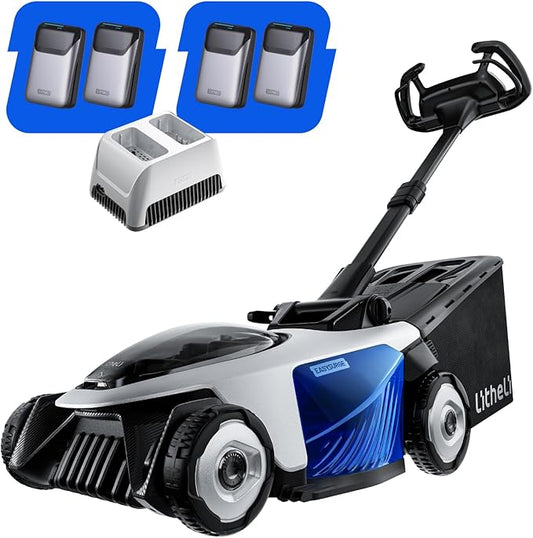 Electric Lawn Mower, Self-propelled Lawn Mower Cordless 40V(2 * 20V) 18.5" Brushless Mower with Electric Cutting Height Adjustment, Higher Rotation Speed, 4 x 4.0Ah Battery and Rapid Charge Included