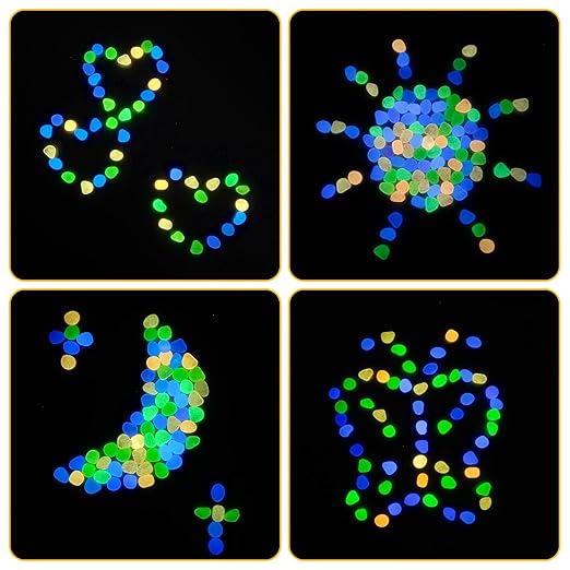 Glow in The Dark Rocks Outdoor Garden Pebbles Stones, 1.2Lbs Fish Tank Glow Rocks Resin Glowing Pebbles for Garden/Aquarium/Planter/Walkway/Driveway,Multi