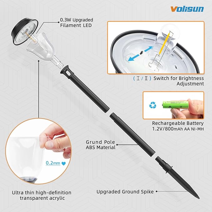 Solar Pathway Lights,12 Pack LED Solar Lights Outdoor Waterproof,3200K Landscape Lighting,2 Brightness Mode Solar Path Lights,Landscape Lights,Solar Garden Lights for Yard Lawn Walkway Driveway