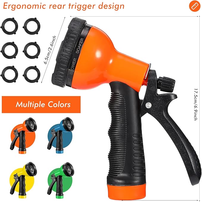 8 Pcs Garden Hose Nozzle Sprayer 10 Adjustable Watering Patterns Heavy Duty High Pressure Water Gun for Watering Plants Washing Cars and Showering Pets