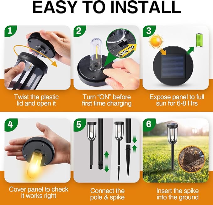 Solar Pathway Lights Outdoor 8 Pack, Solar Lights Outdoor Waterproof IP65, Bright Auto On/Off Driveway Patio Light, LED Solar Garden Lights Landscape Lighting for Walkway Lawn Yard