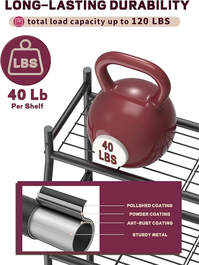 3-Tier Plant Stand Indoor Outdoor, Waterproof Metal Plant Shelf for Multiple Flower Planter Holder, Small Plant Stands for Patio Garden Living Room, Black