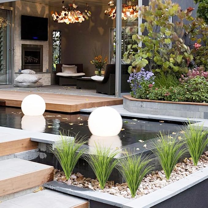 Melorca&Guilla Artificial Plants 6PCS 25.5“ Fake Tall Onion Grass,Faux Grass Plant,Artificial Greenery Shrubs Bushes for Garden Porch Window Box Shop Office Home Décor