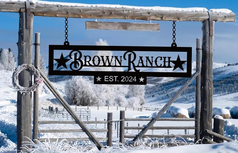 Custom Metal Family Name Farmhouse Sign, Last Name Sign for Farm, Farm Address Sign, Ranch or Farm Signs Indoor Outdoor Personalized, Farmhouse Signs Wall Decor, Farm Sign,