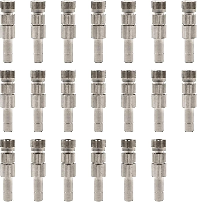 20pcs 6mm Brass Mister Nozzles with Filter, 0.006"/0.15mm Orifice Misting Nozzles for Outdoor Cooling System, Landscaping, Air Humidification, Greenhouse Irrigation