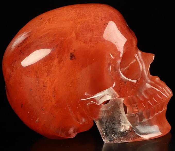 Skullis 5.0" Smelted Quartz Super Realistic Crystal Skull, Hand Carved Gemstone Fine Art Sculpture, Reiki Healing Stone Statue.2026 Z8