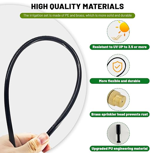 360° Adjustable Drip Irrigation System - 66FT Garden Watering System with 22 Nozzles, Garden Irrigation System, Greenhouse Accessories, Atomizing System for Yard, Lawn, Plants, 5/16 inch Hose