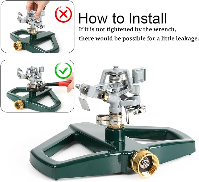 STYDDI Heavy Duty Impact Pulsating Sprinkler for Yard, All Metal Adjustable Rotating Circular Impulse Lawn Sprinkler for Medium to Large Areas, Lawn and Garden, Coverage up to 5,800 Sq. Ft