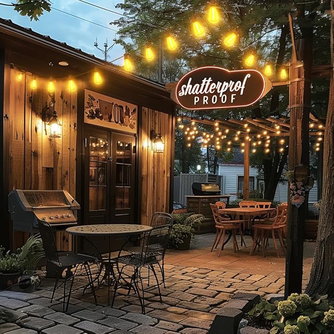 100FT Remote Outdoor String Lights for Outside, 50+2 LED Waterproof Shatterproof Edison Dimmable Timer Bulbs, 2500K Warm White Patio Lights for Garden Backyard Yard Hanging Lighting