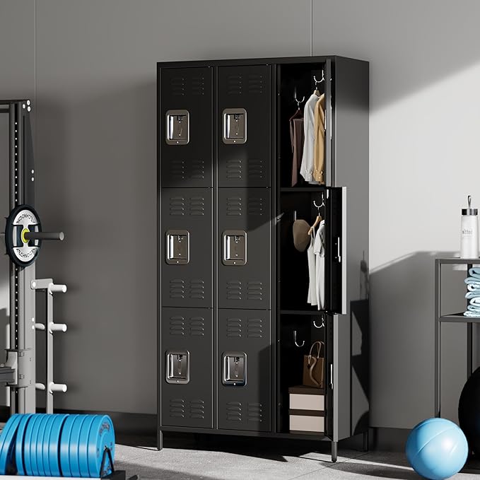 GAOMON Metal Lockers, 9-Door Metal Storage Cabinets Locker, Secure Storage Solution, Perfect for Offices, Gyms, Schools & Homes, Organizes Personal and Work Belongings Easily