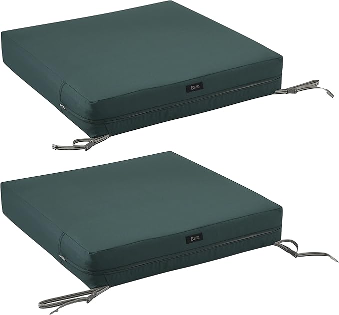 Classic Accessories Ravenna Water-Resistant Patio Lounge Chair/Loveseat Cushion, 25 x 27 x 5 Inch, Mallard Green