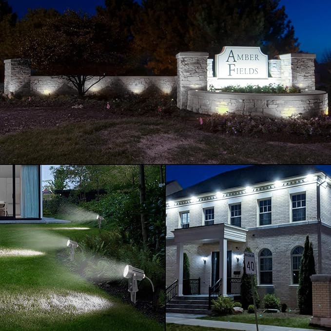 T-SUNUS Halloween Solar Spot Lights Outdoor IP65 Waterproof White 6000K 2-in-1 Landscape Spotlights, 9.8ft Cable Separate Panel Auto Dusk to Dawn for Christmas Flag Yard Garden Driveway Pathway Garage