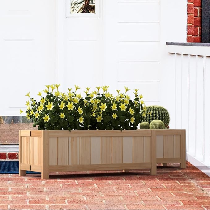 Giantex Raised Garden Bed Folding Flower Planter Vegetable Folding Planting Box for Patio Lawn Garden Backyard Elevated Outdoor Wood Planter Boxes, 27.5" Lx12 Wx10 H