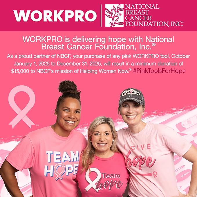 WORKPRO Garden Bag, Garden Tool Tote Storage Bag with 8 Pockets, Home Organizer for Outdoor Gardening Caddy, Garden Tool Kit Holder (Tools NOT Included), Pink Ribbon, Garden Gifts