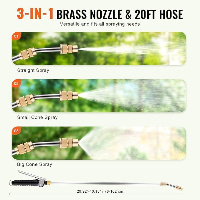 VEVOR ATV Spot Sprayer, 15.9 Gal/60L ATV/UTV Broadcast With Nozzle Boom, 12 V Pump With Water Tank, 1.9 GPM Flow Rate, Adjustable 0-72 PSI, 20FT Hose, Weed Sprayer for Garden, Farm