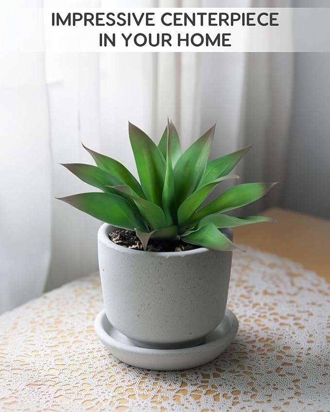 Velener Artificial Outdoor Agave Plant - Small Size UV Resistant Fake Agave Plants for Indoor and Outdoor Decor(Purple, 14 Inch)-2 Pack