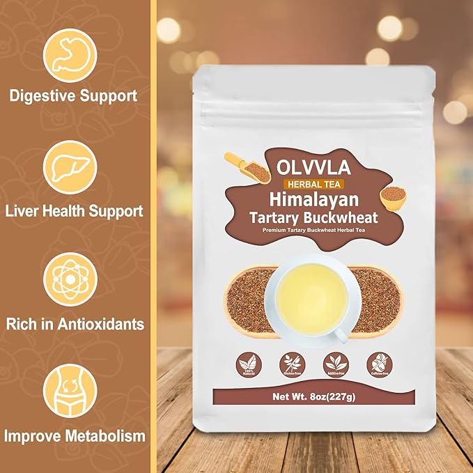 Olvvla - Himalayan Tartary Buckwheat - 8oz/227g - Premium Roasted Buckwheat Tea - Gluten-Free - Caffeine Free - Rich Aroma of Roasted Buckwheat