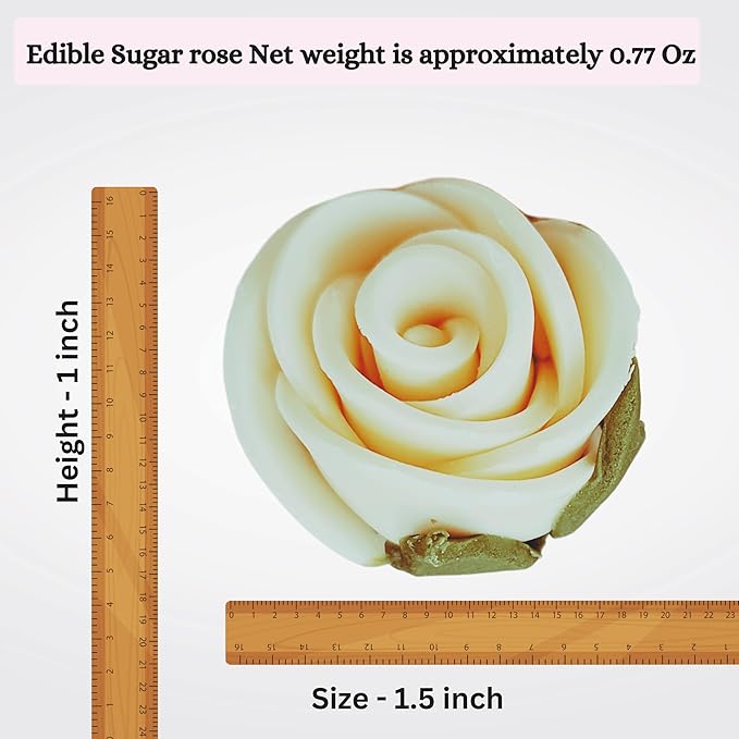 Confect Edible Flower | Edible Flower for cake decorations | Edible Flower Cupcake Toppers | Cupcakes & Doughnut Edible Toppers | Classic Pearl Ivory Sugar Flower- Pack of 12