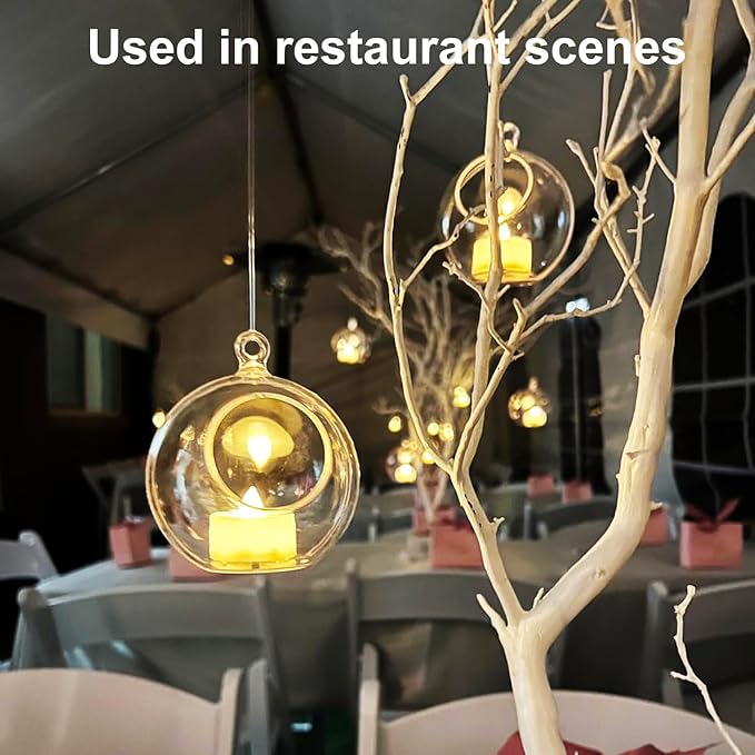 39 Pcs 4 Inch Hanging Glass Globes Orbs, Clear Ornaments Balls, Tealight Candle Holder for Wedding, Christmas, Party, Centerpiece Accessory and Home Decor by KUKLIPJIM.