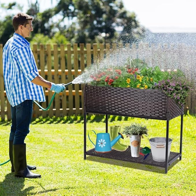 WONDER GARDEN Raised Garden Bed-Planter Box - Elevated Raised Garden Beds Outdoor with Legs & Storage Shelf for Vegetables Flower Herb Backyard Patio