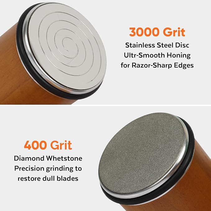 Rolling Knife Sharpener Kit - Easy to Use Magnetic Knife Sharpeners for Professional Chefs and Home Cooks - Premium Elegant Beech Wood - Knife Sharpening Kit for Effective Blade Sharpening