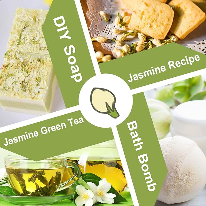 TEARELAE - Dried Jasmine Flowers Bud - Edible Flowers For Drinks - 100% Pure Natural Dried Herbs Loose Leaf Herbal Tea - For Soap Making, Bath Bombing, Candle Making and Tisanes - 2oz/57g