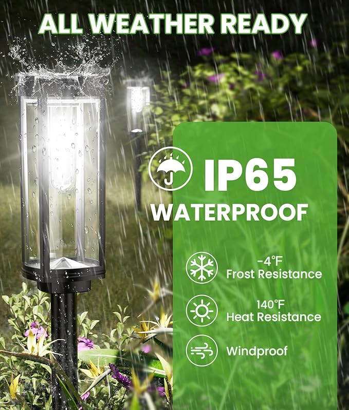 Solar Pathway Lights Outdoor, 4 Pack Bright Solar Powered Garden Lights Waterproof IP65, Long Lasting Outdoor Light for Yard Garden Walkway Landscape Lawn Patio (Cool White, 4 Pack)