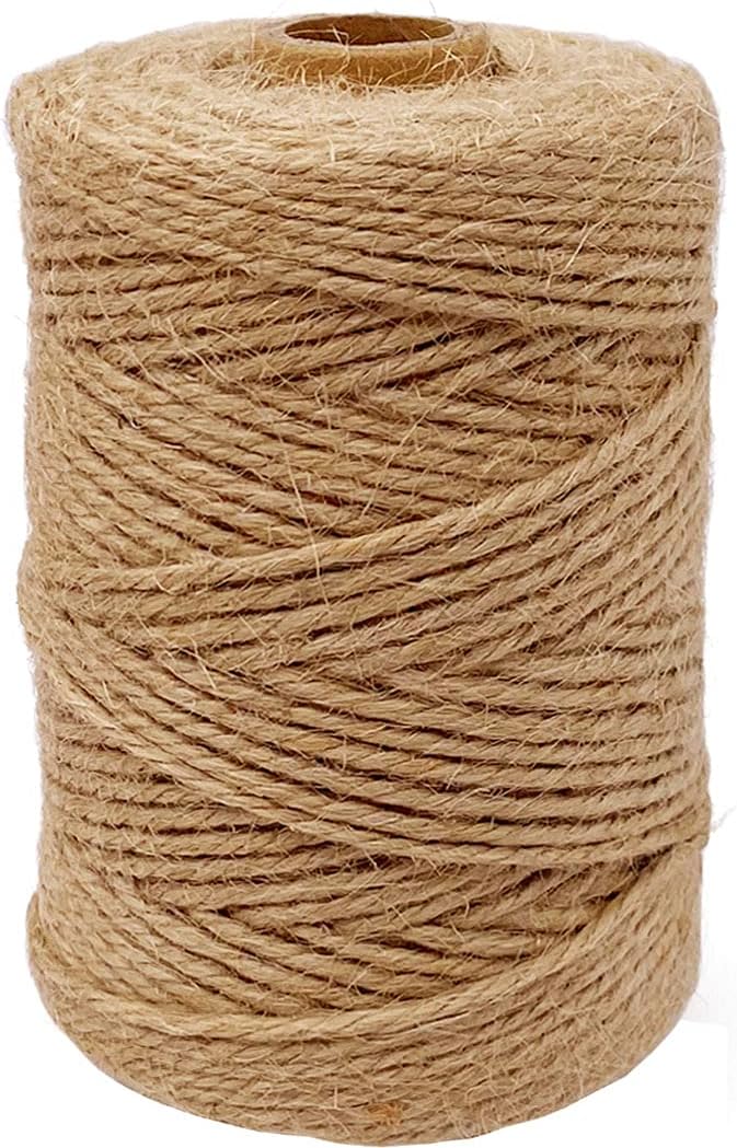 Leecogo Jute Twine 328 Feet 2mm 3Ply Heavy Duty Jute Rope String for Arts Crafts Mason Jars Rustic Decorations Home Gardening Industrial Packing Materials