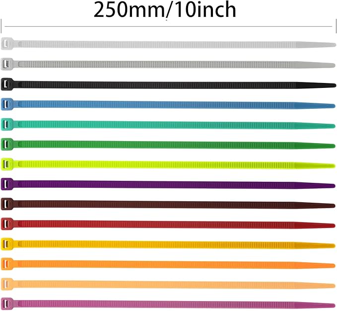 XINGO 100PCS Cable Zip Ties Heavy Duty, Premium Nylon Plastic Wire Ties with 50 Pounds Tensile Strength, Self-Locking Black Nylon Zip Ties for Indoor and Outdoor (10 inch, Yellow)