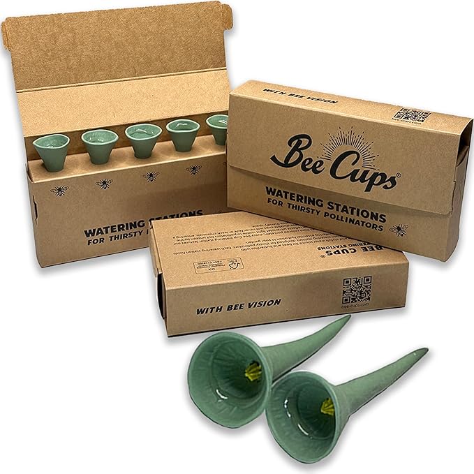 5 Pack, Bee Watering Station, 100% Handmade Porcelain, Bee and Butterfly Feeder for Garden, Outdoor Feeders for Thirsty Pollinators, Plastic Free, Pollinator Attracting Glaze (5, Cactus)