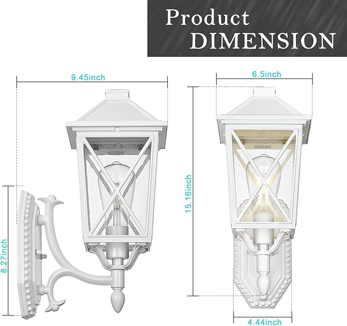 Darkaway Outdoor Wall Light Fixture,Outside Porch Lights Wall Mounted Seeded Glass Exterior Waterproof Lantern Modern E26 Socket Wall Sconce Lighting for Front Door Yard Patio