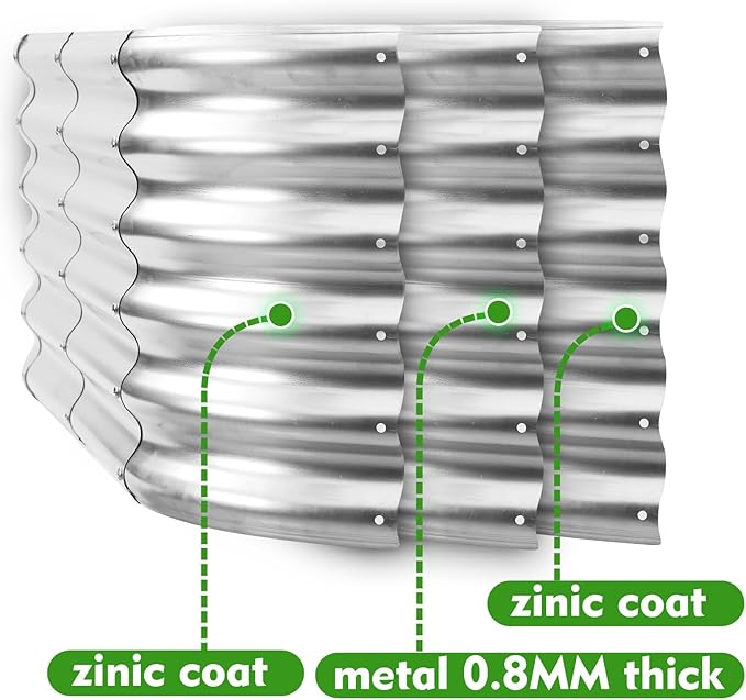 17" Tall Outdoor Garden Raised Garden Bed Kits, 5ft X 2ft Oval,0.8MM Thick Metal Raised Planter Bed/Ground Planter Box for Variety of Flowers,Herbs,Vegetables (Silver, 60X24X16.5 Inches)