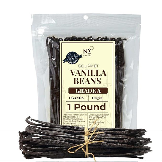 1 LB Bulk Vanilla Beans Grade A + | Vanilla Bean Pods For Making Extract | Non-GMO | Perfect For Baking, Cooking, & Desserts | 6-8 Inches. NYVanilla.