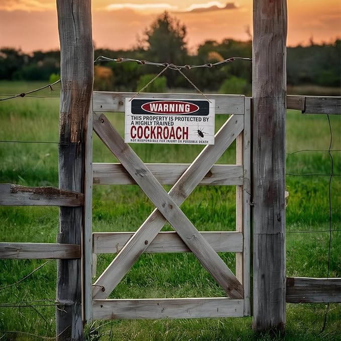 Warning Sign, Cockroach Warning Wood Plaque Sign, Funny Door Signs, Decorative Wood Hanging Suspension Plaque, Farmhouse Wooden Wall Decor, Outdoor Hanging Wooden Signs