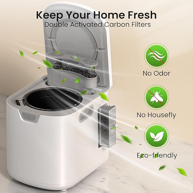 Kismile Electric Composter for Kitchen, 3.5L Smart Countertop Compost Bin with LED Timer Display, Odorless/Auto-Clean, Indoor Compost Bin, Turn Food Waste into Fertilizer