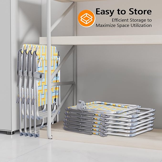 VINGLI Aluminum Oversize Patio Lawn Chairs Folding Set of 2 with Detachable Cup Holder, Webbed Beach Chair Folding Chair Outdoor Portable Camping Chair for Yard, Garden