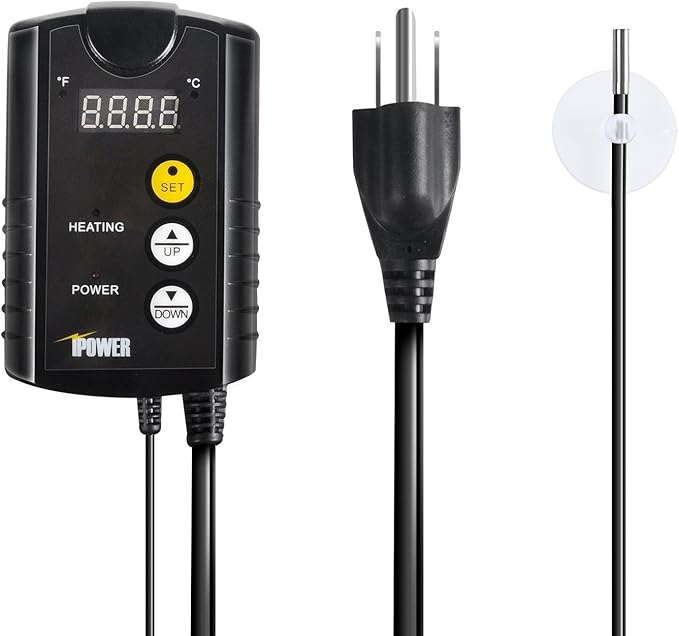 iPower 10" x 20" Warm Hydroponic Seedling Heat Mat and Digital Thermostat Control Combo Set for Seed Germination, Black