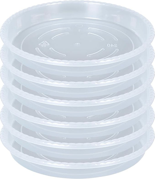 Plant Saucer 6 Pack of 8 inch, Clear Plastic Flower Plant Pot Saucer, Heavy Duty Plant Drip Trays Saucers for Indoor, Plant Water Tray for Planters