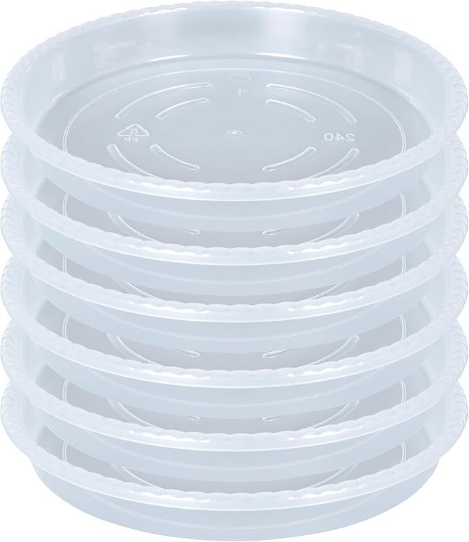 Plant Saucer 6 Pack of 14 inch, Clear Plastic Flower Plant Pot Saucer, Heavy Duty Plant Drip Trays Saucers for Indoor, Plant Water Tray for Planters