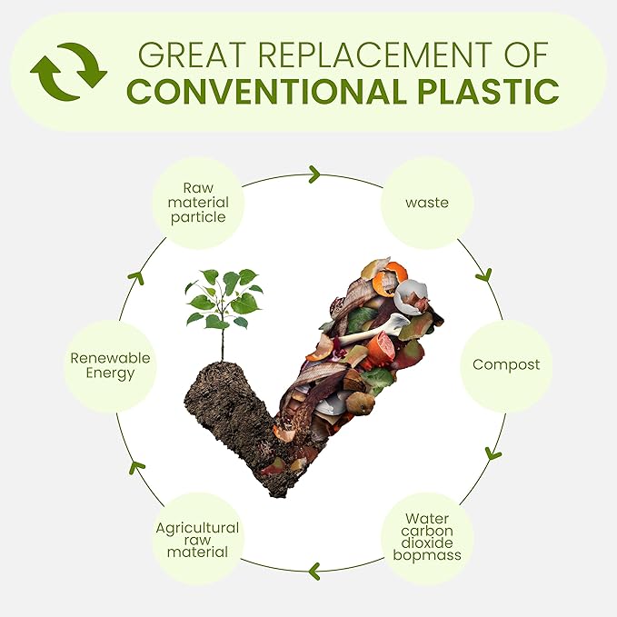 Compostable Garbage Bags | 8 Gallons, 50 Count, 28" x 21.6" | Waste Disposal bags for Kitchen | Plant-Based Starsealed Bags | Indoor & Outdoor | Food Scrap Waste Bags