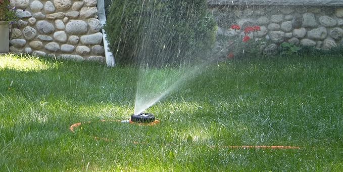 Dramm Metal Base, Green 15024 ColorStorm 9-Pattern Turret Sprinkler with Heavy-Duty Meta