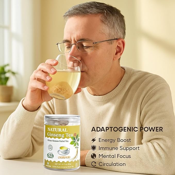 Ginseng Tea Bags – 45 Count | Natural Kidney Cleanse Detox & Repair Tea for Men & Women | Herbal Ginseng Root Tea for Kidney Health Support | Caffeine-Free