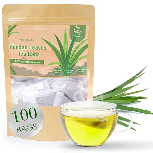 NHAT ANH FARM - Premium Pandan Leaves Tea Bags, 100 Pandan Leaves Tea Bags, Naturally Aromatic, 100% Dried Pandan Leaves, Sugar-Free, Caffeine-Free, No Additives