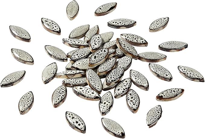 70 Pcs Petal Ceramics Mosaic Tiles for Crafts, Stained Ceramics Supplies, Flower Leaves Mosaic Pieces Kit for DIY Crafts Plates Picture Frames Home Decorations - Black