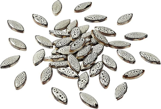 70 Pcs Petal Ceramics Mosaic Tiles for Crafts, Stained Ceramics Supplies, Flower Leaves Mosaic Pieces Kit for DIY Crafts Plates Picture Frames Home Decorations - Black