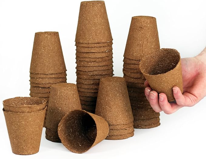 Daniel's Plants 3" Naked Pots | Natural Plantable Seed Starter Pots | OMRI-Listed Biodegradable Pots for Seedlings | Enhanced Drainage & Aeration | Earth Friendly - Peat Free (60, 3" Round)