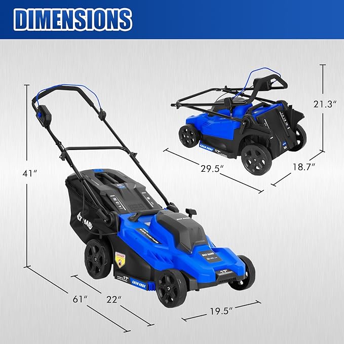 BILT HARD 40V 17" Brushless Cordless Lawn Mower, 2-in-1 Electric Lawn Mower, Push Lawnmower with 6-Position Height Adjustment, 2 x 4.0Ah Batteries & Dual Charger Included