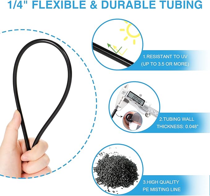 Bonviee Misters for Outside Patio, 100FT Misting Cooling System for Patio, 100FT (30M) Misting Line+28 Mist Nozzles+3/4" Brass Adapter, Pre-Assembled Garden & Greenhouse Watering System