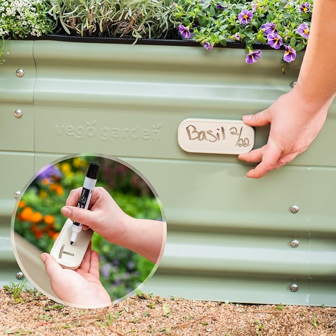 Vego garden 17" Tall 9 in 1 Novel Metal Raised Garden Bed Kits Modular Planter Beds with 2 in 1 Wrench & Magnetic Plant Tags for Vegetables Flowers, Terra Cotta