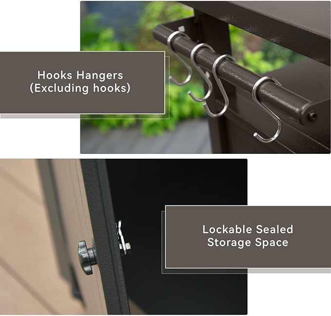 Grill Cart Outdoor with Storage Cabinet, Portable Rolling Patio Bar Cart with Wheels, BBQ Prep Table, Movable Stainless Steel Kitchen Island Dining Cart for Food/Drink/Cooking -Brown